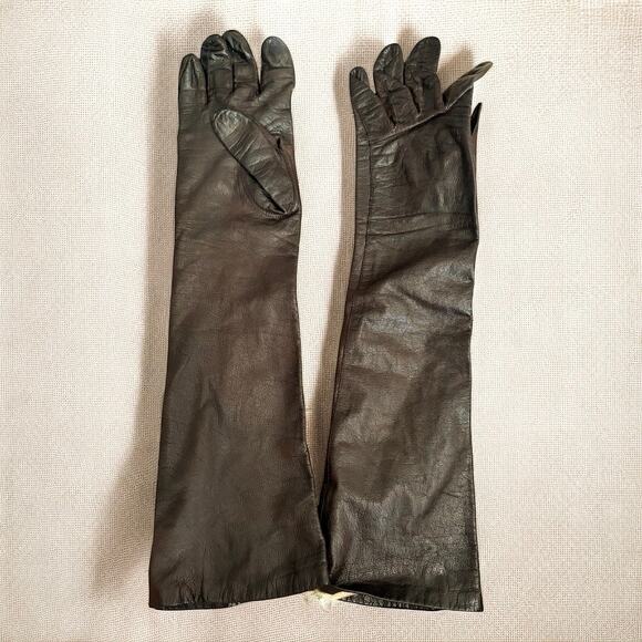 Vintage Silk Leather Gloves Made in France Saks Fifth Avenue 6.5 - Picture 1 of 5